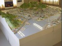 震災前の大槌町中心部の模型を展示しています。